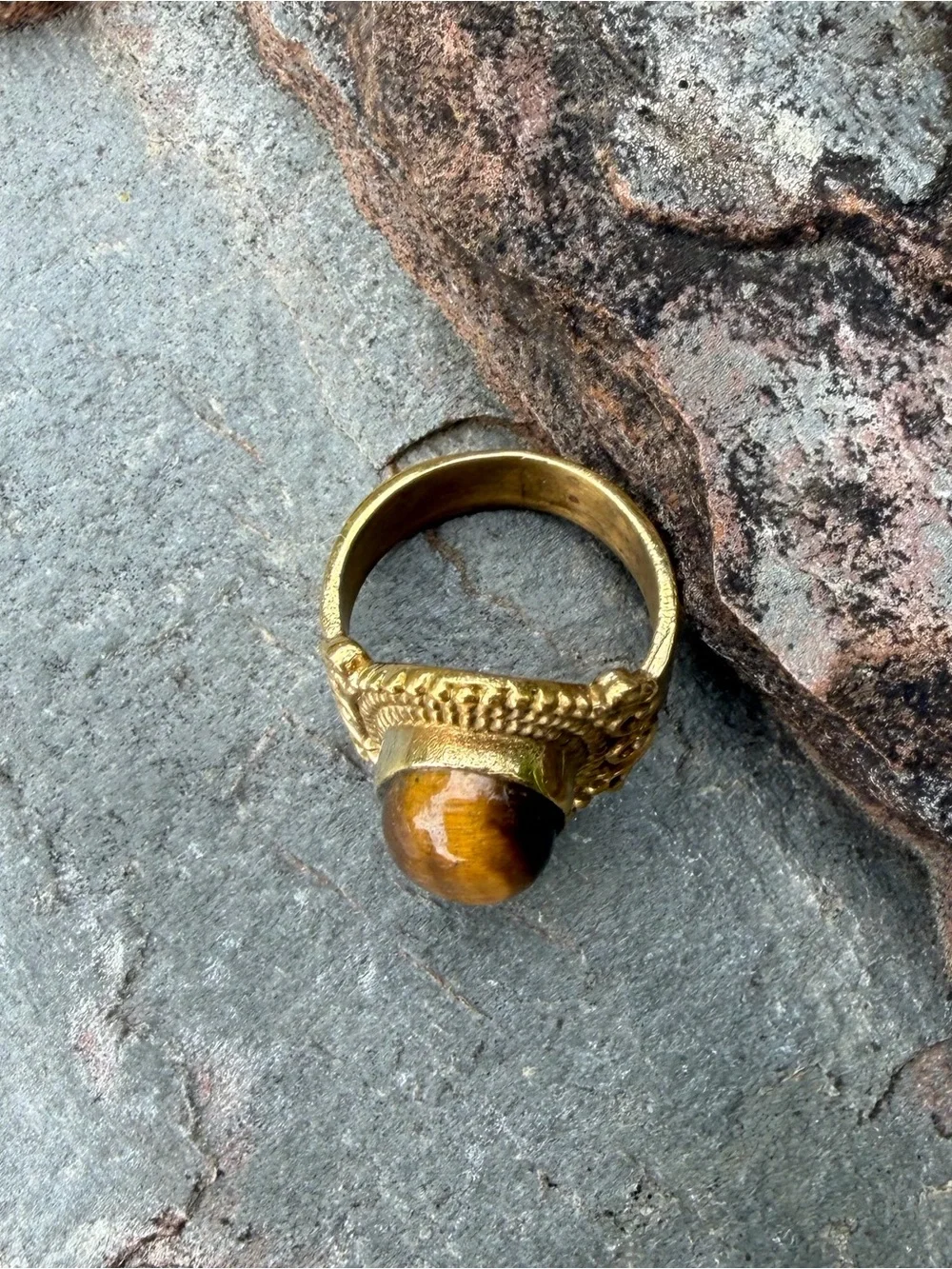 Gold Tiger’s Eye Genuine Gemestone Small Pinky Ring 4